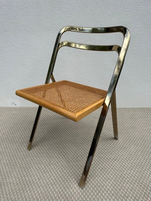 Chaise pliante vintage dorée – Giorgio Cattelan pour CIDUE