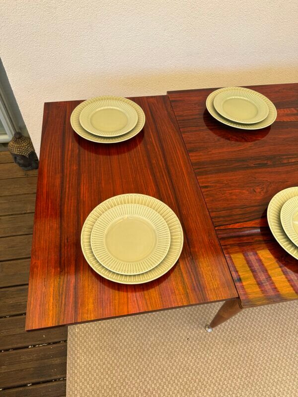 Grande table vintage en palissandre de Rio – extensible