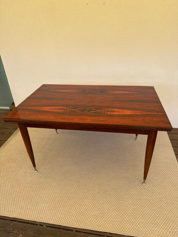 Grande table vintage en palissandre de Rio – extensible